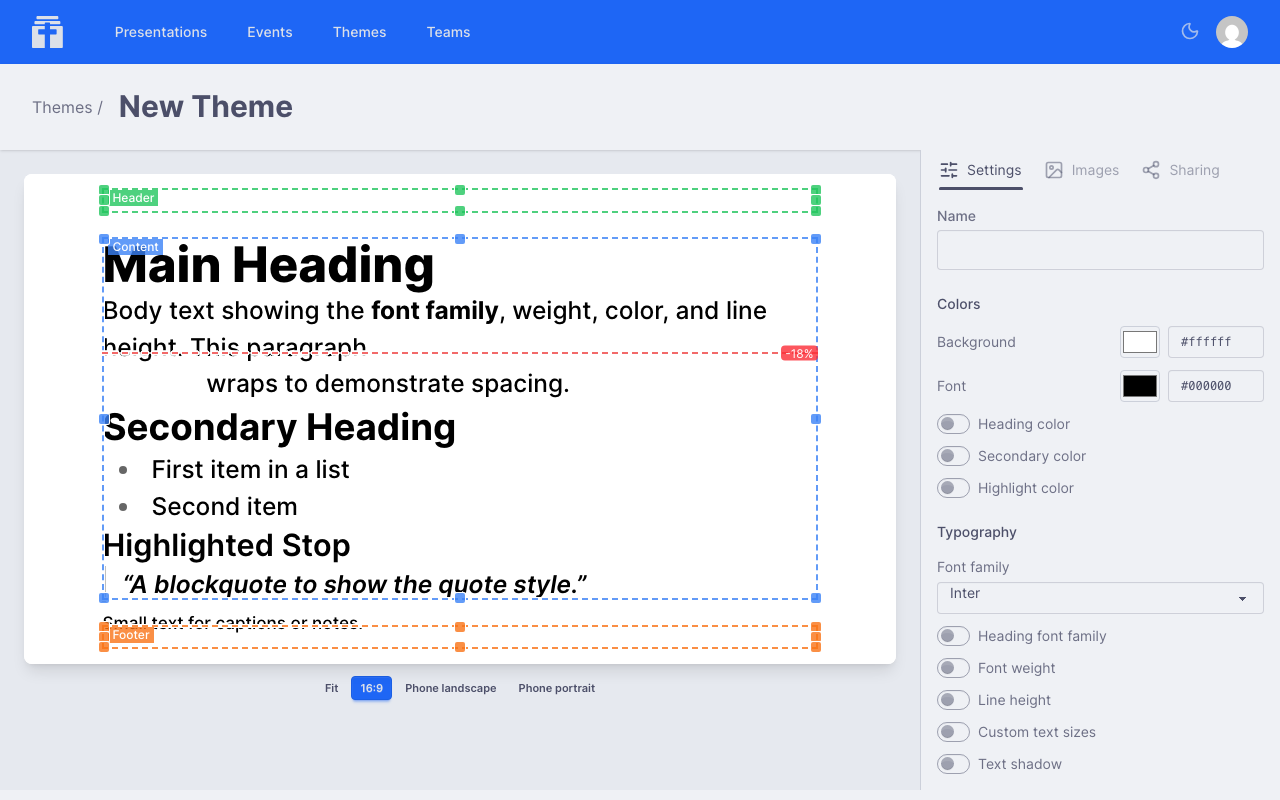 The theme editor